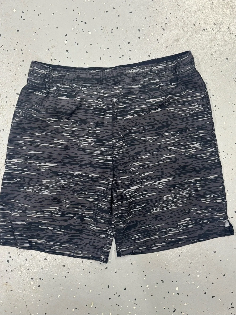 Speedo Black & Gray Patterned Athletic Swim Shorts